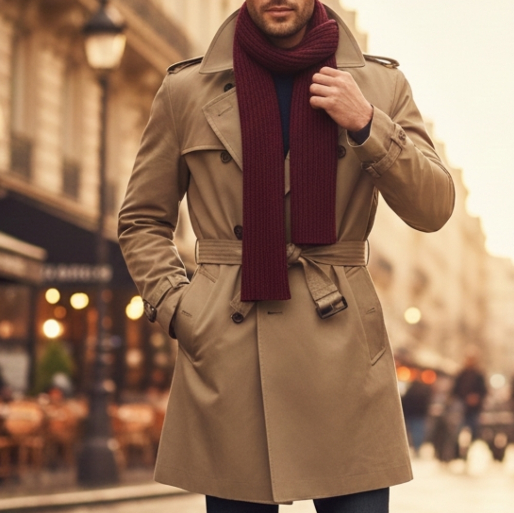Banana Republic Men’s Classic Trench Tan Kaki  Coat, Lined
